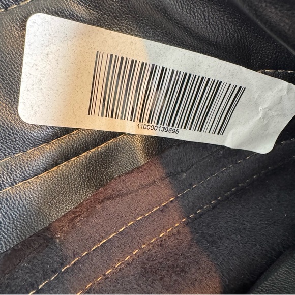 NWT ZARA Pants Faux Leather Vegan Straight Leg Contrast Stitching Black Size M - Picture 11 of 16